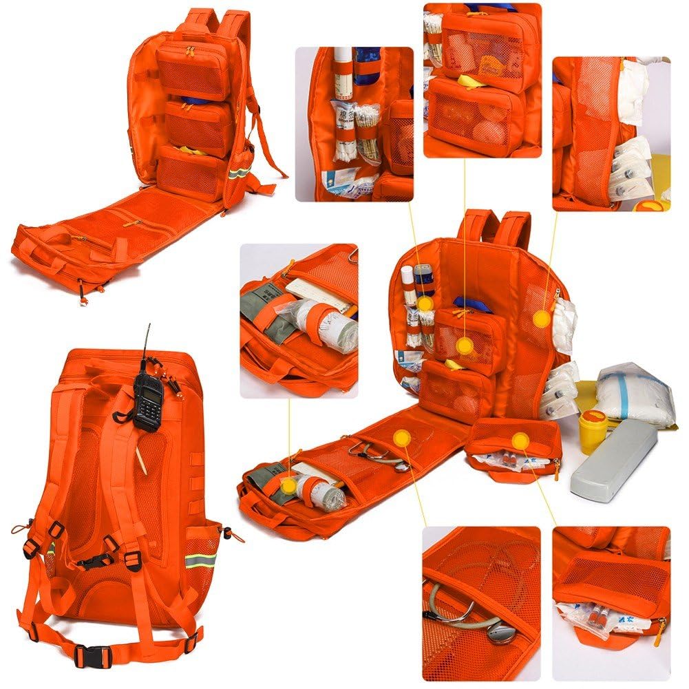 Mochila De Primeros Auxilios Vacía, Bolsa De Emergencia, Mochila Médica, Equipo De Respuesta a Emergencias para Estudiantes De Enfermería, Terapeutas Y Médicos (Mochila).
