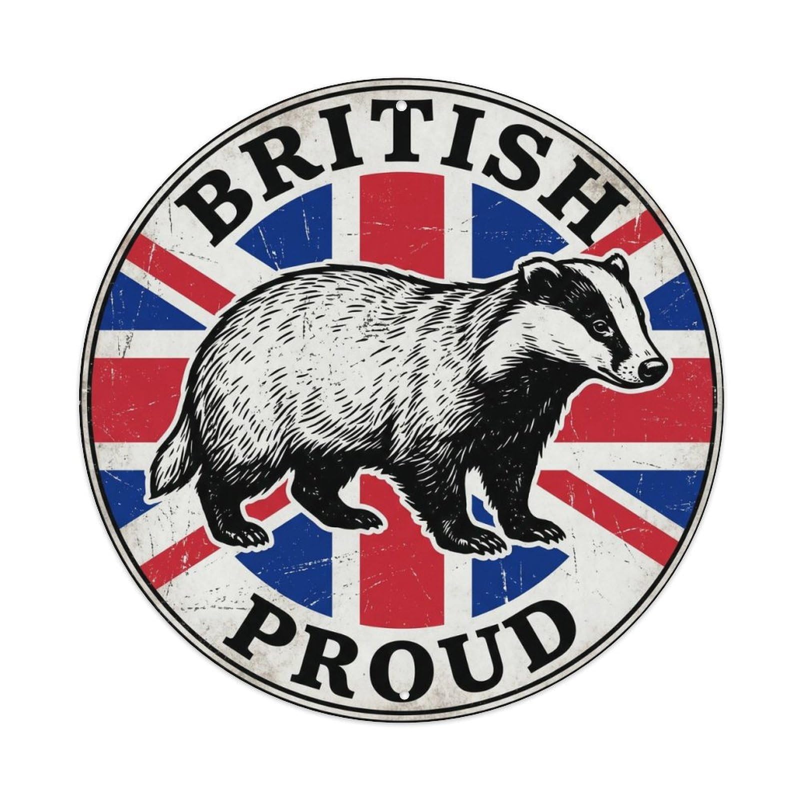 British Proud Badger Wildlife Heritage Emblem Metal Tin Sign