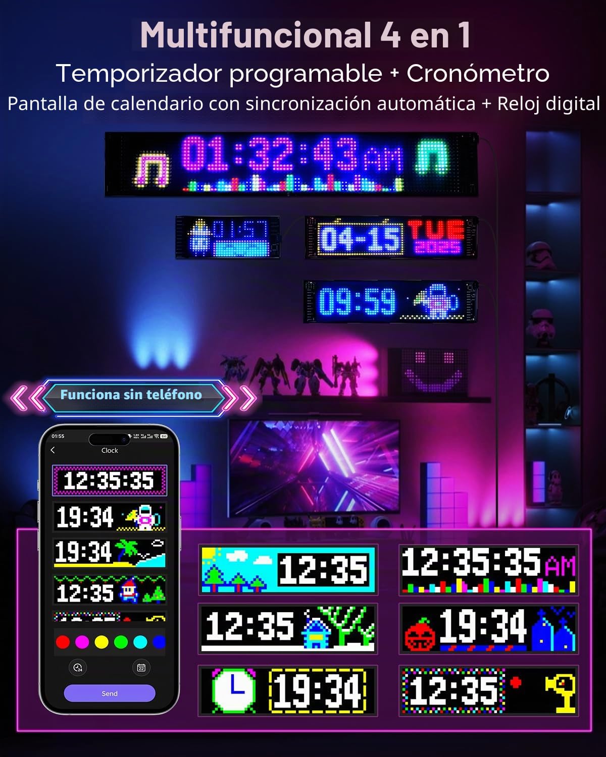 Señales luminosas, 47.5 x12cm Flexo Pantalla LED, ojos LED para dormitorio Hogar, Bar, Estudio, Cerveza, Club, Tienda, Ventana, Boda, Fiesta de cumpleaños