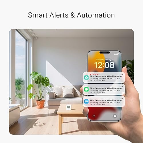 Vista 23 de Sensor de temperatura inalámbrico inteligente y sensor de humedad de amplio rango (-22 a 158 grados) para monitoreo de refrigerador, monitoreo