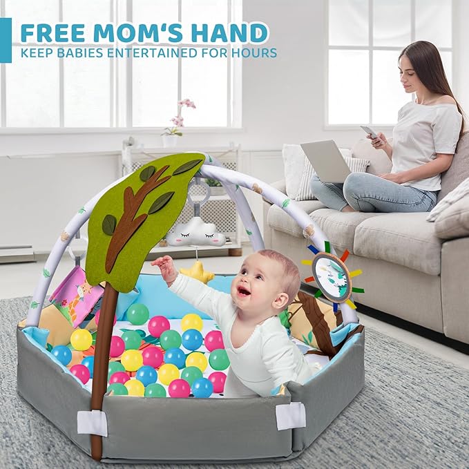 Baby Gym Play Mat, 8 en 1, Alfombra de Actividades con 6 Juguetes miniatura 6