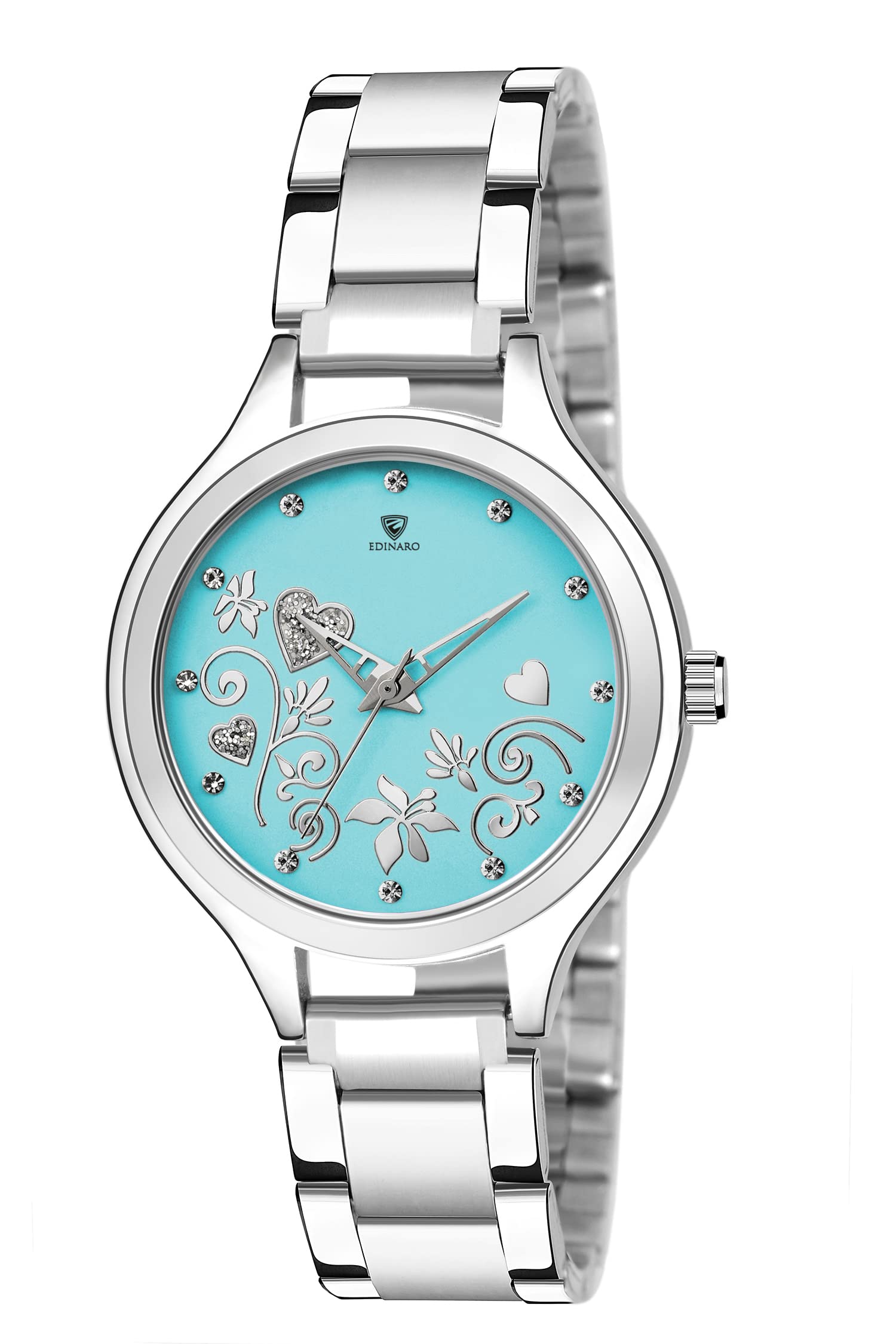 EDINARO Analogue Round Studded Dial with Stainless Steel Bracelet Strap Girls & Womens Wrist Watch (B09WJ6C9VB) Amazon Price History, Amazon Price Tracker