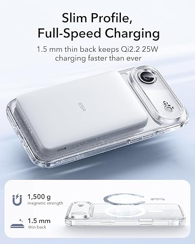 Vista 757 de ESR Funda para iPhone 15 Pro Max, compatible con MagSafe, de grado militar, negro transparente
