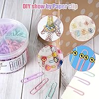 Vista 5 de Clips de papel de color macarón, clip de papel grande, clip de papel jumbo de 2 pulgadas, 300 clips de papel grandes para suministros de oficina
