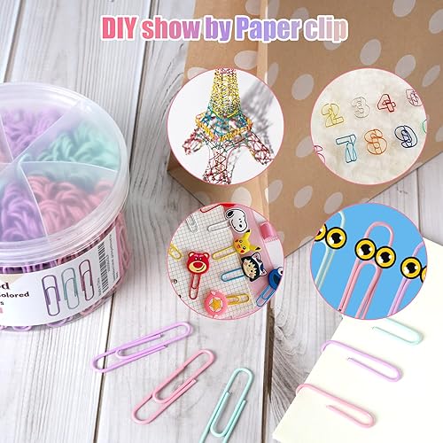 Miniatura 5 de Clips de papel de color macarón, clip de papel grande, clip de papel jumbo de 2 pulgadas, 300 clips de papel grandes para suministros de oficina