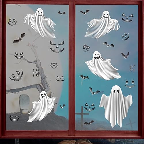 Miniatura 2 de Decoración de pared de fantasma de Halloween que brilla en la oscuridad, calcomanías de fantasmas 3D, decoraciones de Halloween, calcomanías de