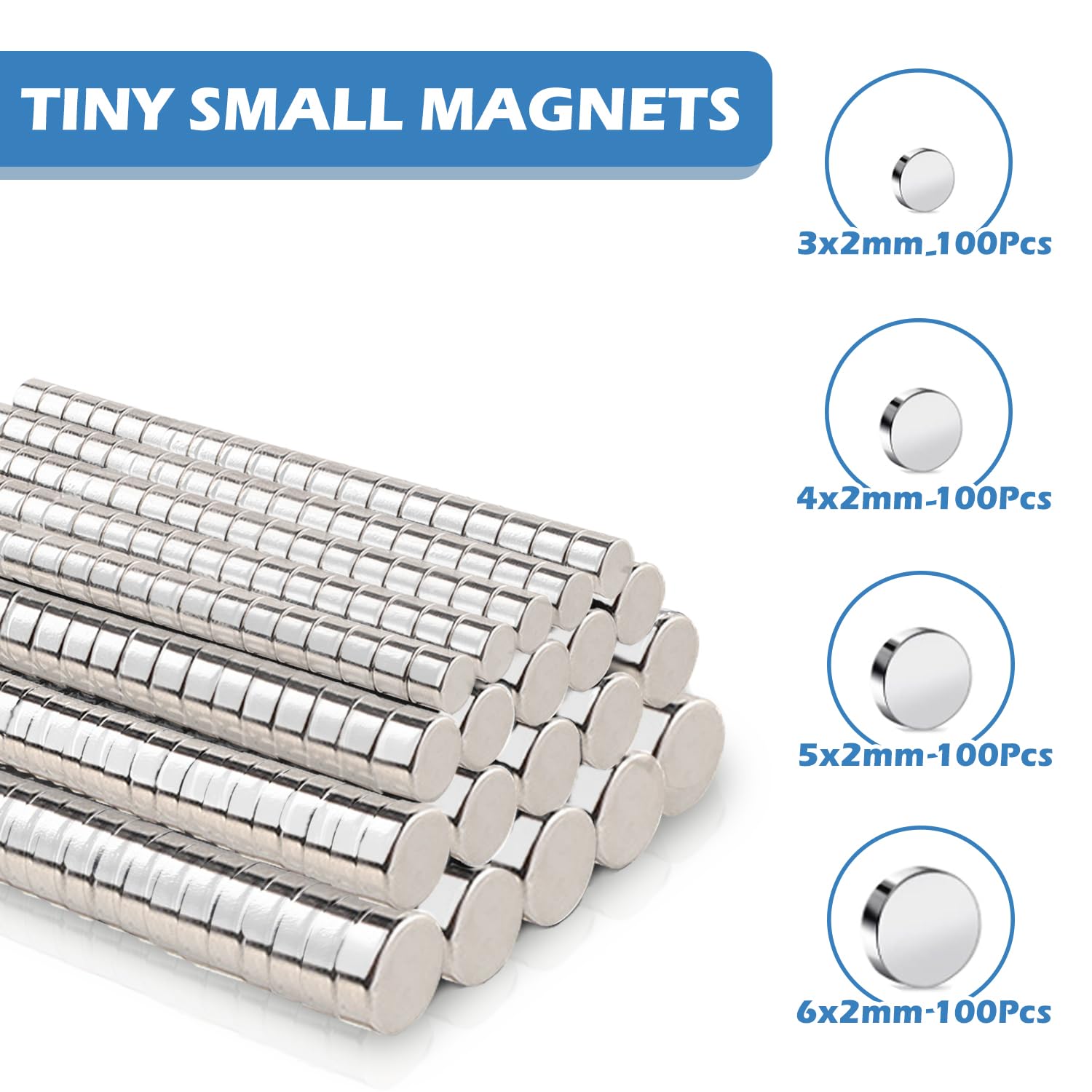 440Pcs Small Magnets, Tiny Rare Earth Magnets, 4 Different Sizes, MIni Round Fridge Magnets for Office, Kitchen Cabinet,Whiteboard, 3D Printing,DIY,Crafts — Amazon image 2