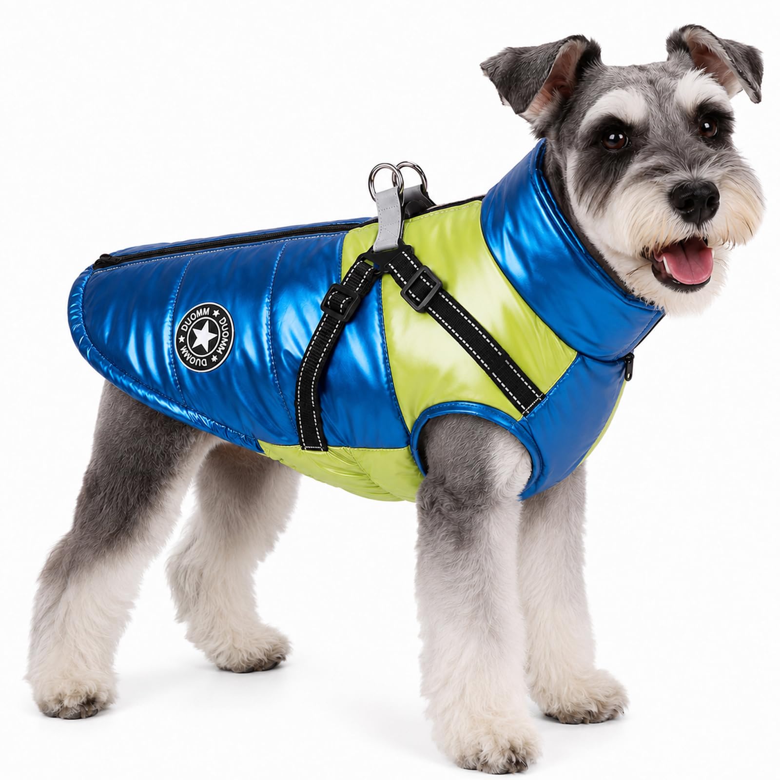 Dog Coats Waterproof, Dog Coat with Harness Built In, Warm Coats & Jackets for Dogs, Water Resistant Windproof Winter Dog Jacket with Reflective Safety Strips for Small Medium Large Dogs,Blue-green:L — image 1