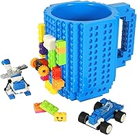 Vista 15 de Lumsburry Taza de café de ladrillo integrada, divertida taza de bricolaje con bloques de construcción creativa para niños, hombres y mujeres, Rosa