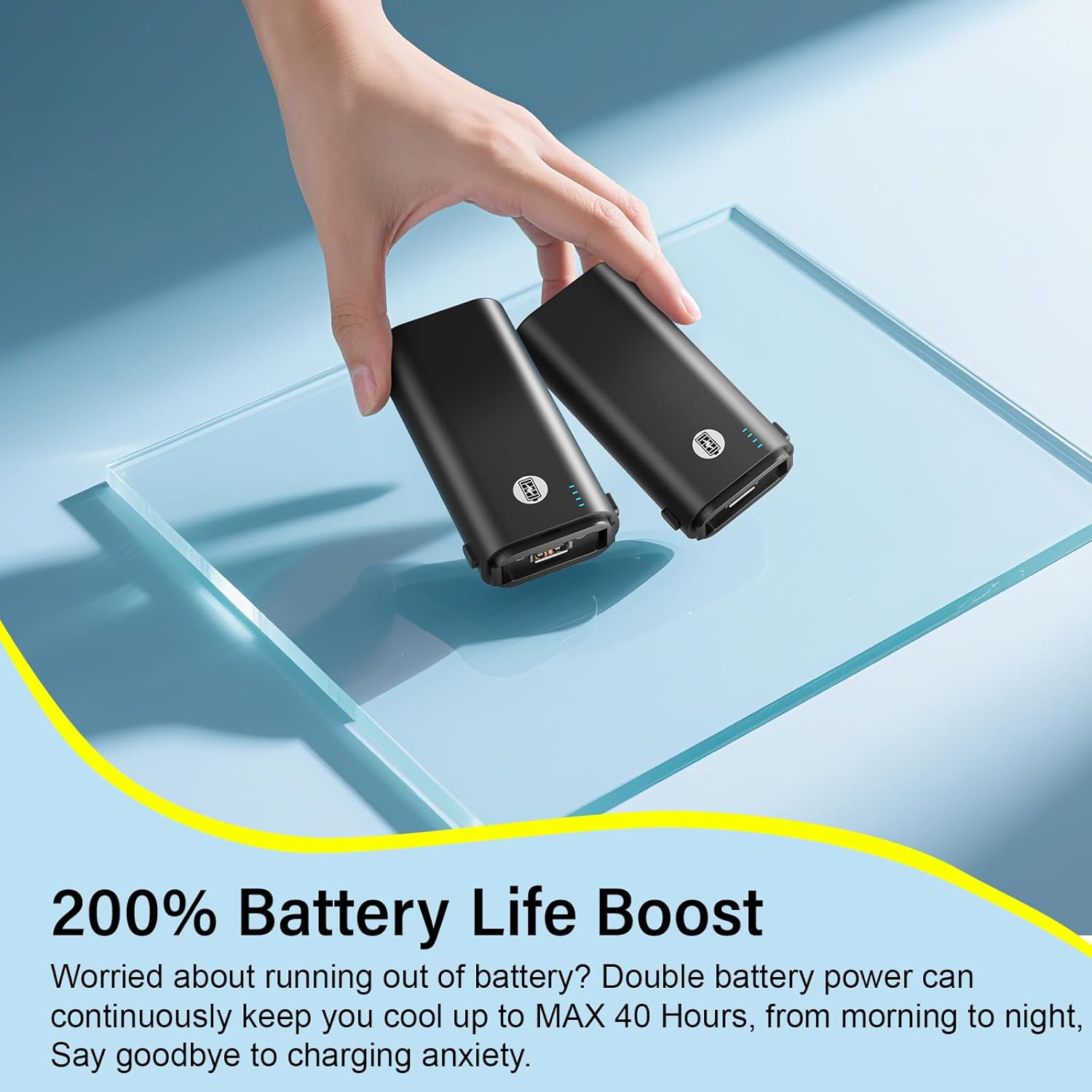 HandFan 10400mAh Powerful Handheld Fan, 40Hrs Long-Lasted Hand Fan Rechargeable, Mini Personal Fans Foldable, Heavy Duty Battery Fans Portable for Travel Beach Concerts Cruise Makeup(Blue Blade) - Image 2