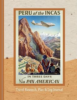 Travel Research, Plan & Log Journal: Vintage Travel Poster Peru Of The incas