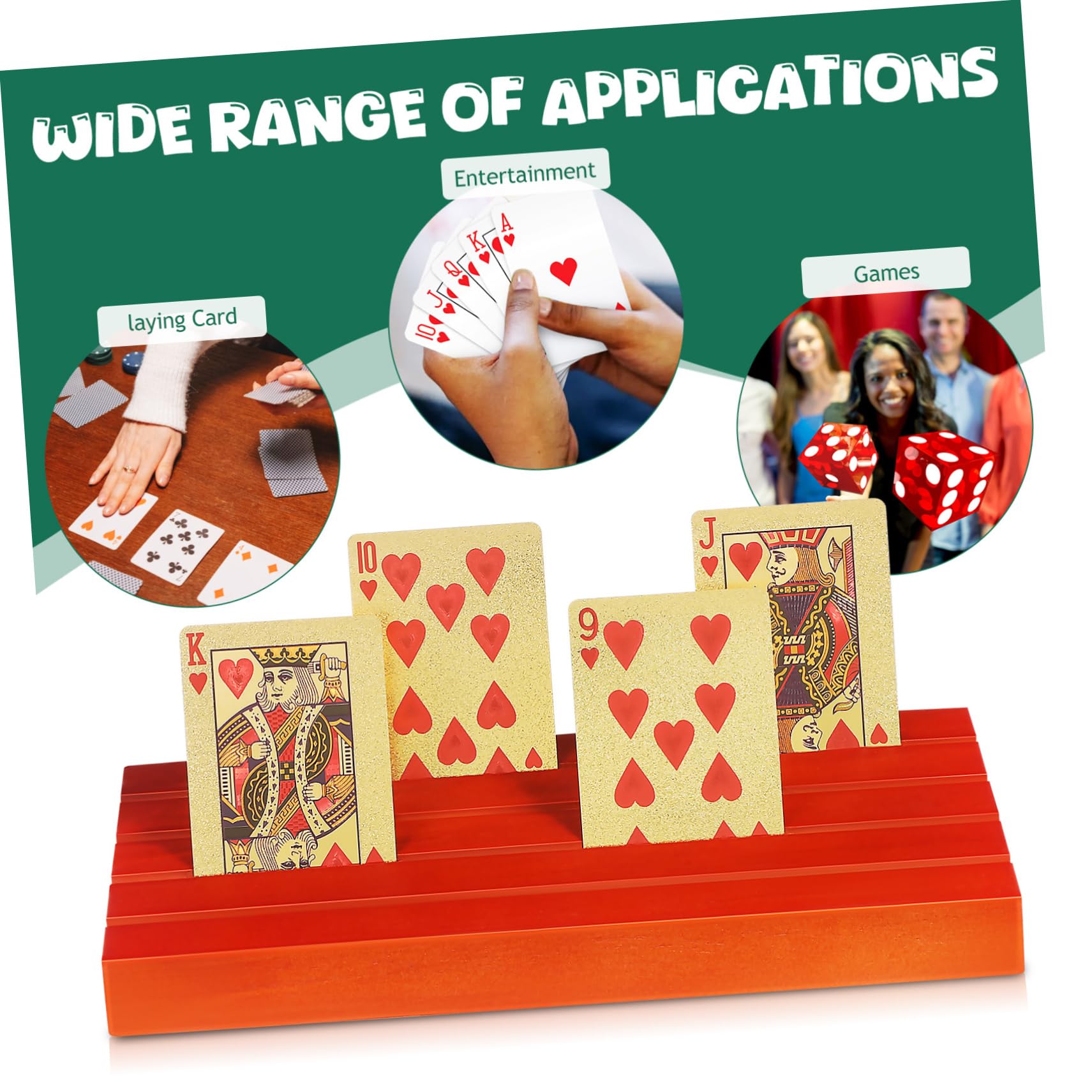 ERINGOGO 2 Soportes de Madera para Naipes, Base para Cartas de Juego, Exhibe Cartas Nitidez y Facilita Partidas en Casa