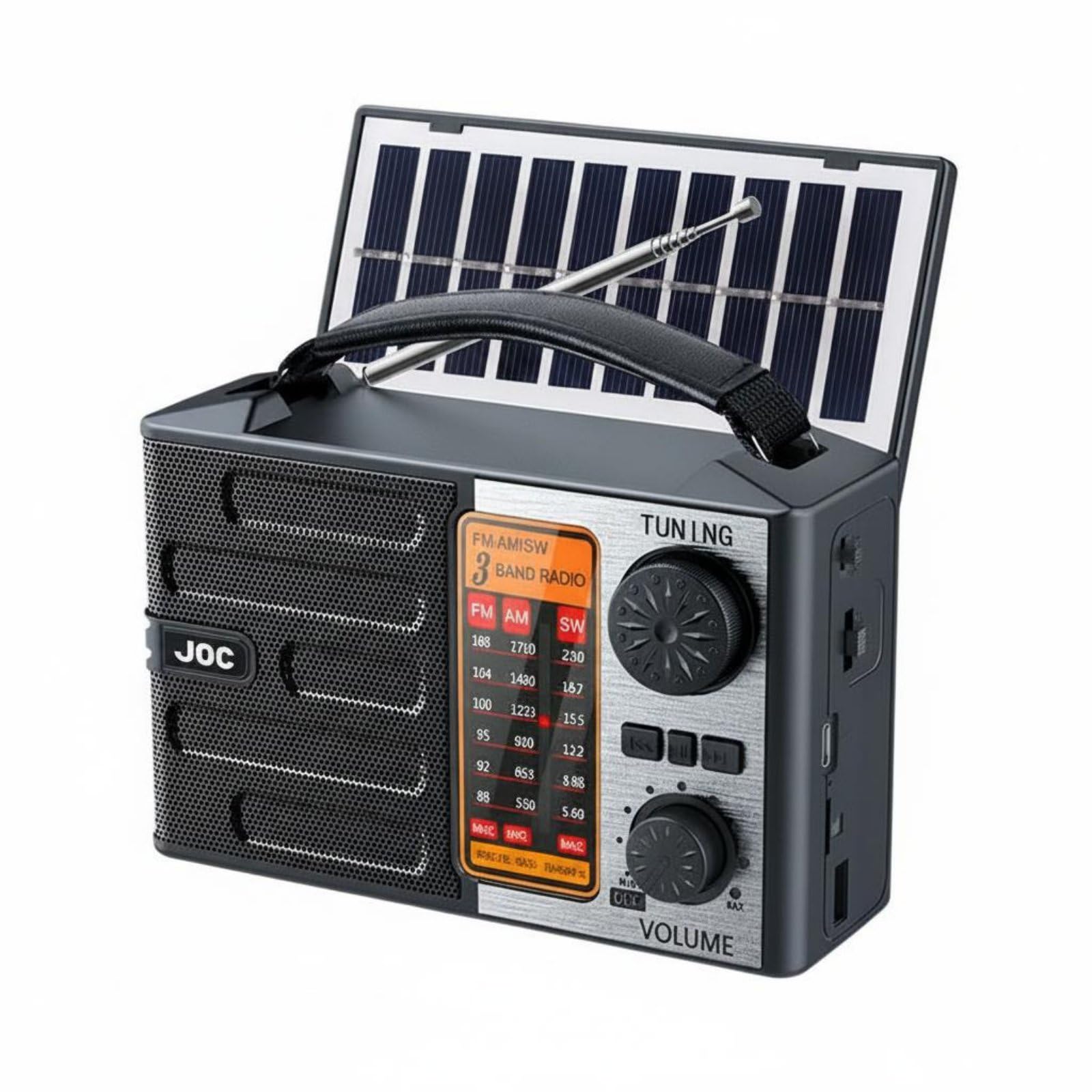 TF Card & USB Playback Portable Bluetooth Speaker Radio Solar Powered Radio for Campers, Hikers, Outdoor, Emergency, Camping, Black-picture-14
