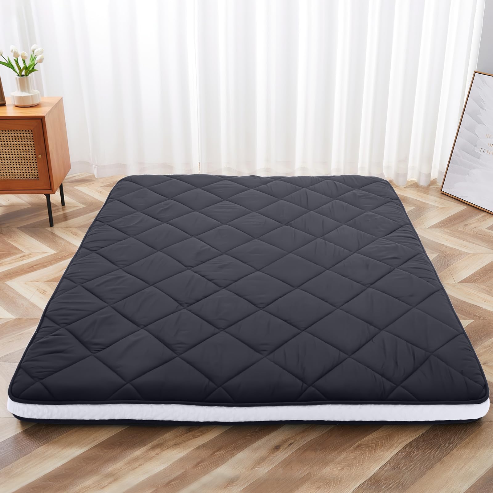 Meulbaty Full Size Futon Mattress - Extra Thick Foldable Japanese Floor Mattress - Memory Foam Sleeping Pad for Adults - Tatami Mat Suitable for