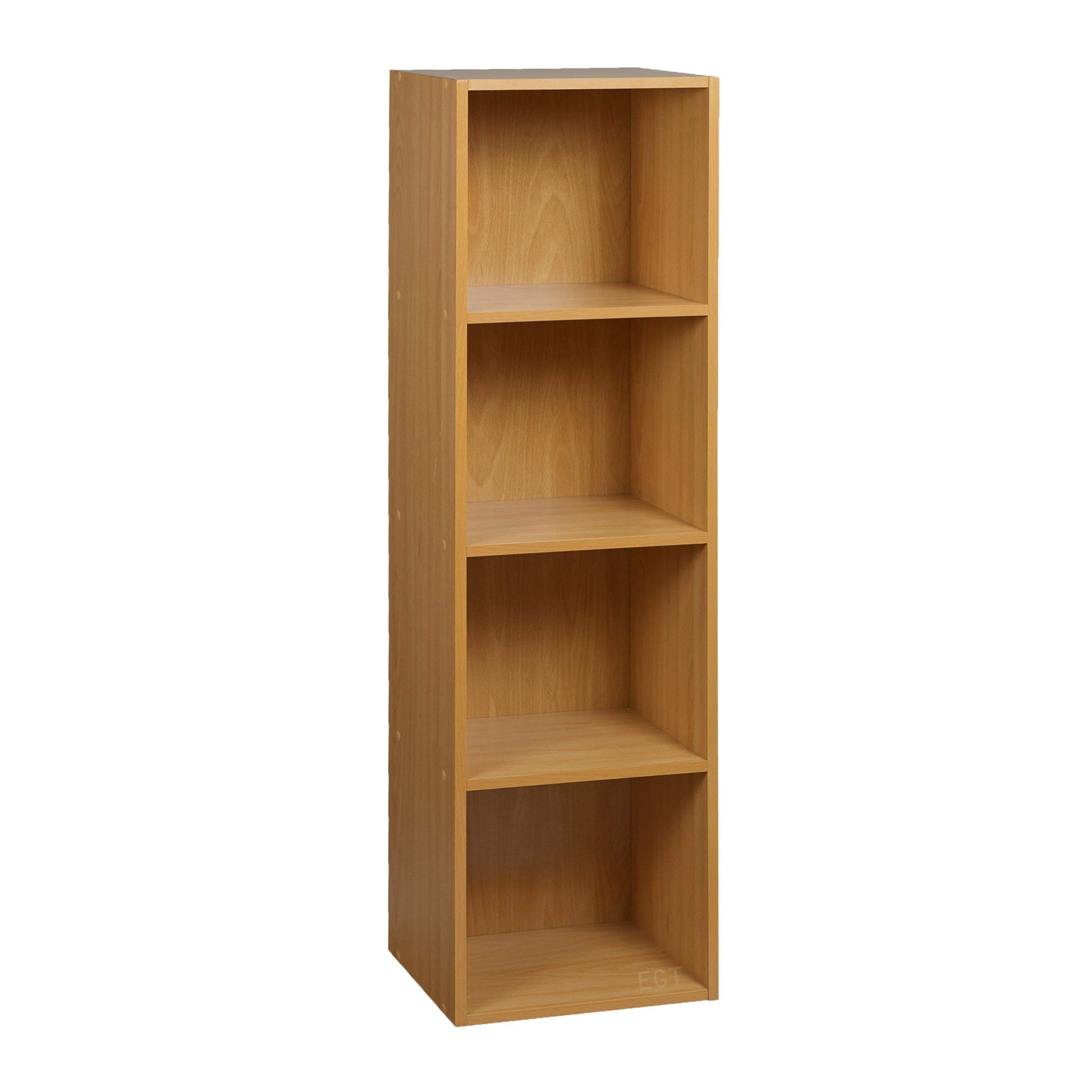 Urbnliving 1, 2, 3, 4 Tier Beech Wooden Shelving Bookcase Storage Wood Shelf Unit … (4 Tier)