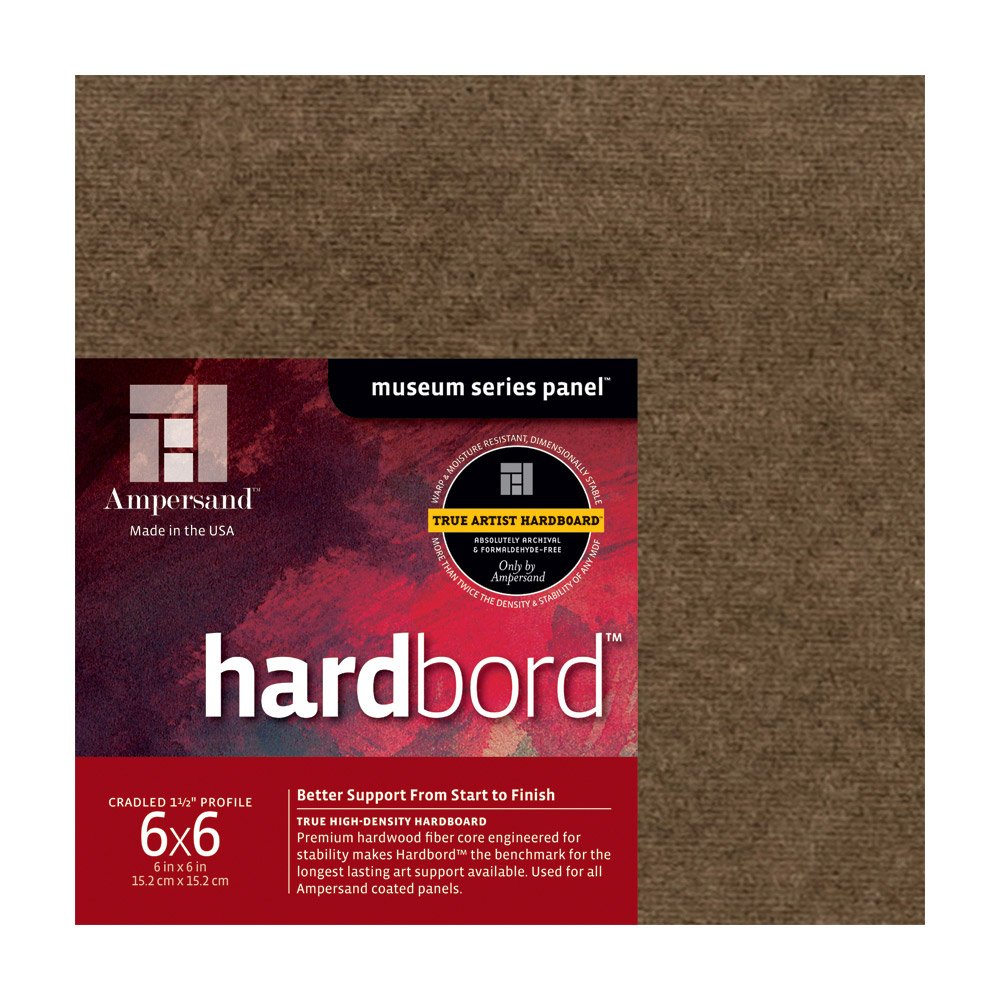 Ampersand Art Supply Hardboard Wood Painting Panel: Museum Series Hardbord, 6" x 6", 1-1/2 Inch Cradled Profile
