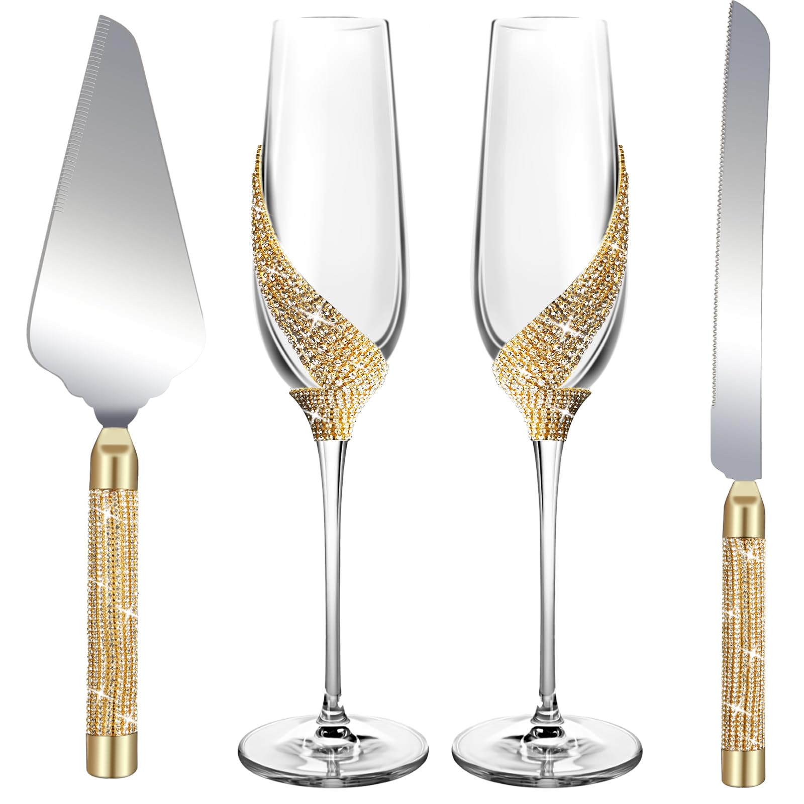 Buy Wedding Champagne Flutes and Cake Server SetInclude Champagne