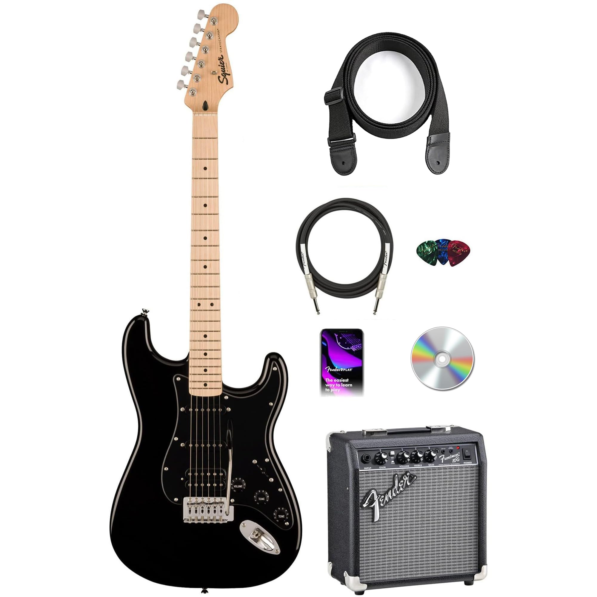Amazon.com: Fender Squier Sonic Stratocaster HSS-Black Bundle with