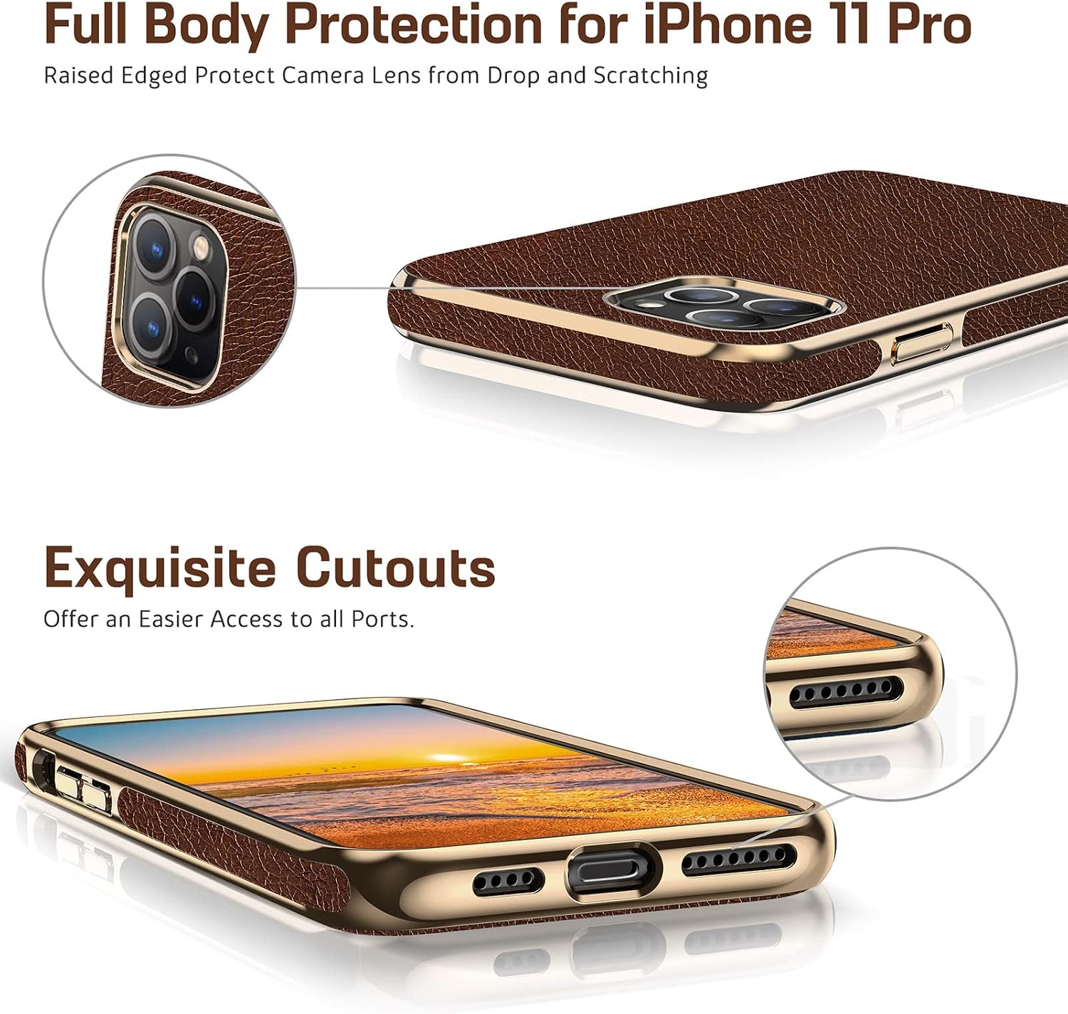LOHASIC for iPhone 11 Pro Case, Slim Business PU Leather TPU Bumper Soft Anti-Slip Protective Phone Cover Cases Compatible with iPhone 11 Pro(2019) 5.8"- Brown
