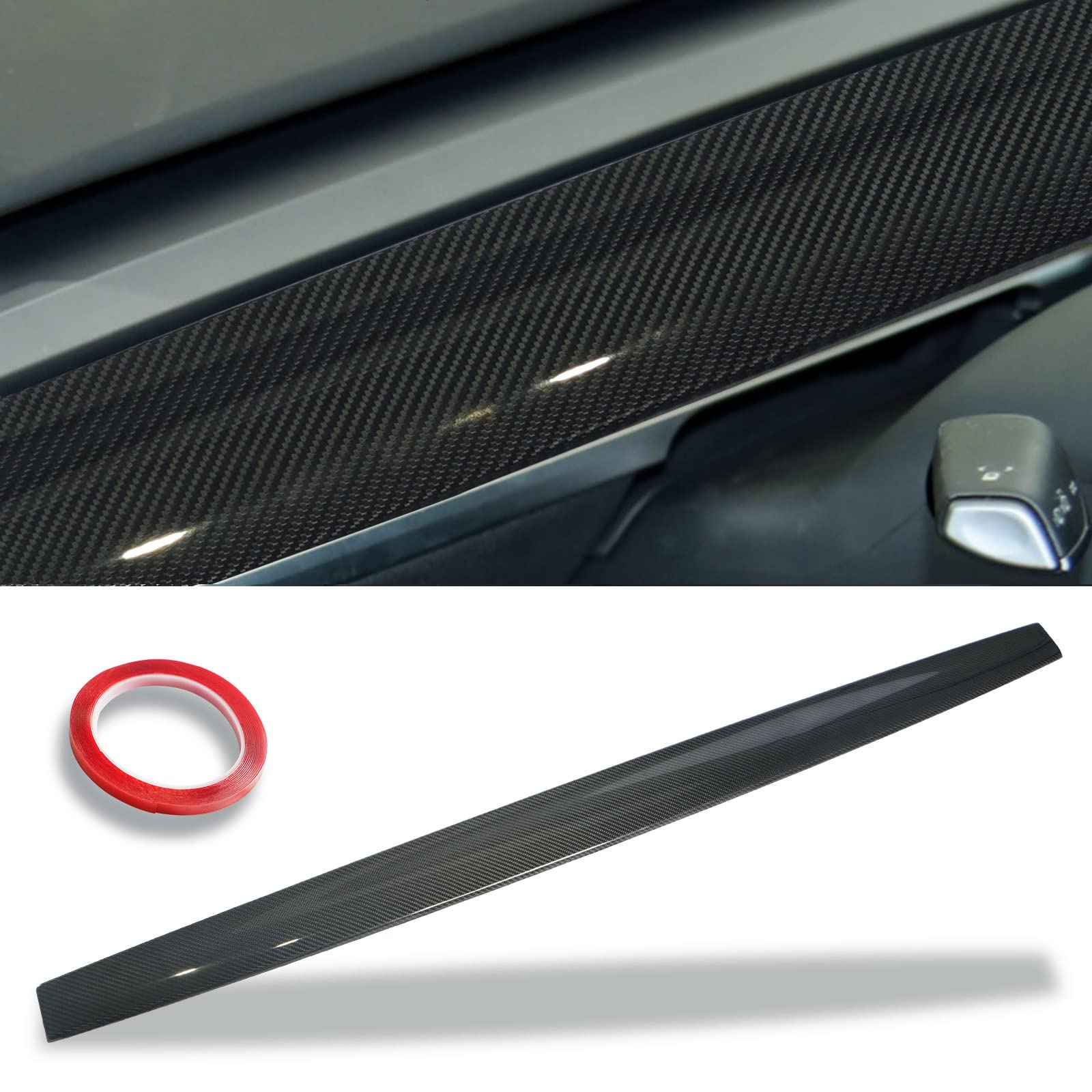 Photo 1 of **SEE NOTES**YIUIY Real Carbon Fiber Interior Dashboard Covers Wrap Compatible with Tesla Model 3 2018-2023, Model Y 2020-2023 (Bright Carbon Fiber)