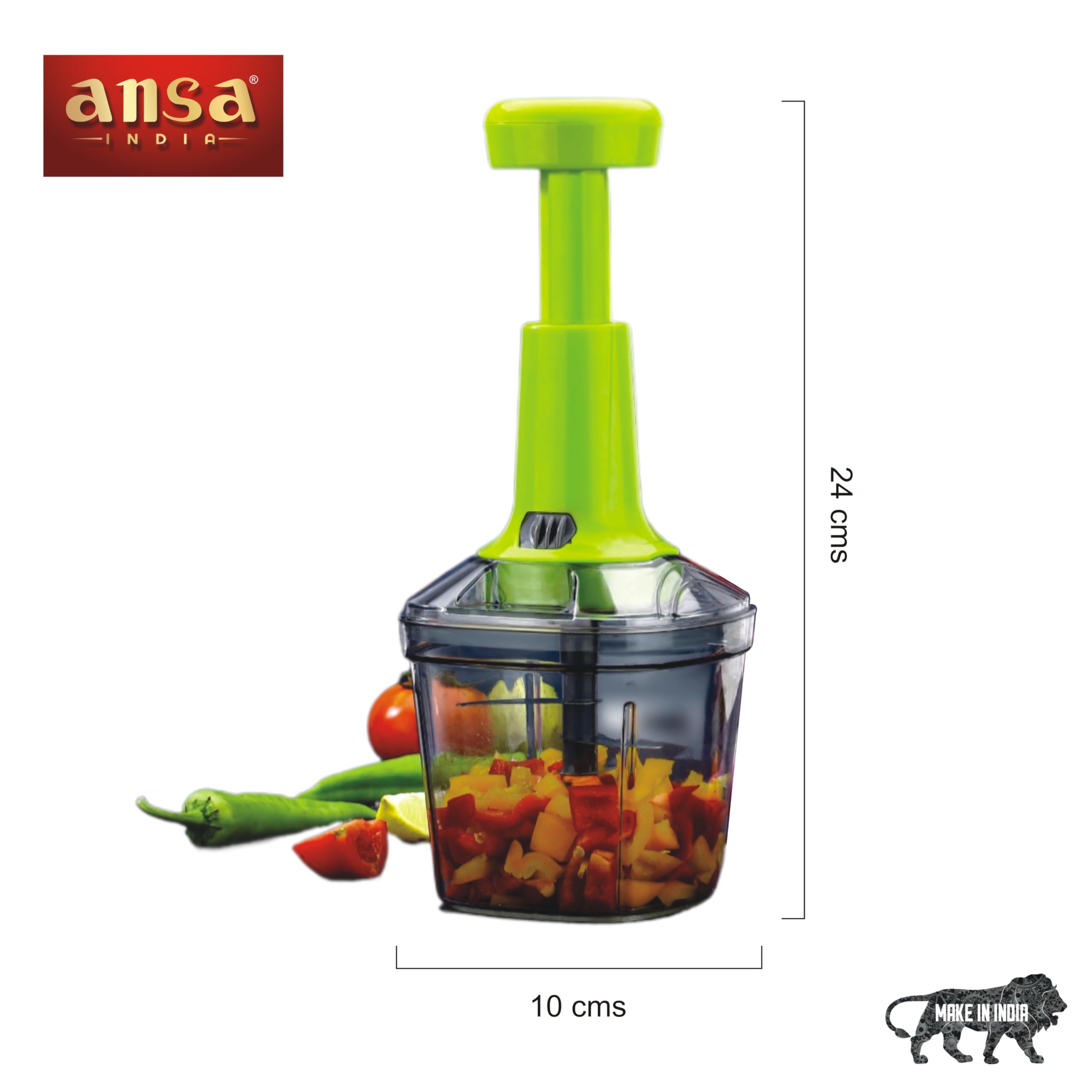ANSA X-Press 1000ML Manual Push Chopper – 6 Stainless Steel Blades