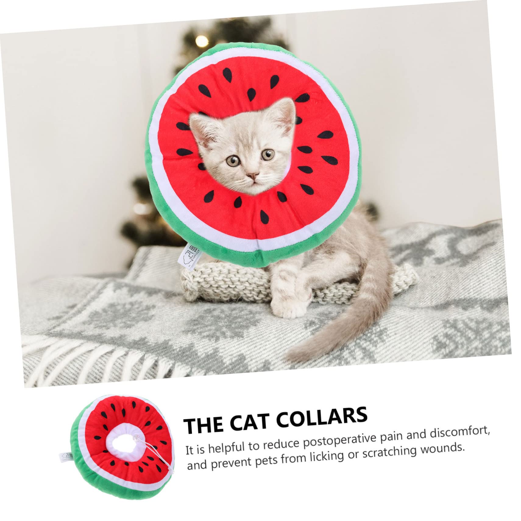 Happyyami 3stücke Pet Cat Schutzkragen Wassermelonen Design Multifunktionaler Halskragen Für Katzen Zur Nach Verletzungen Oder Operationen Langlebiges Polyester Material Kreative Und