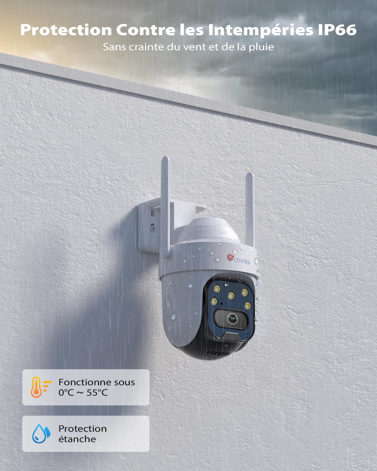 Ctronics 5MP Caméra Surveillance WiFi Exterieure, PTZ Camera IP Exterieur | WiFi 2,4/5GHz avec AI Détection Suivi Auto, Nocturne Couleur 30M, Audio Bidirectionnel, 128GB TF/Cloud/FTP/NVR