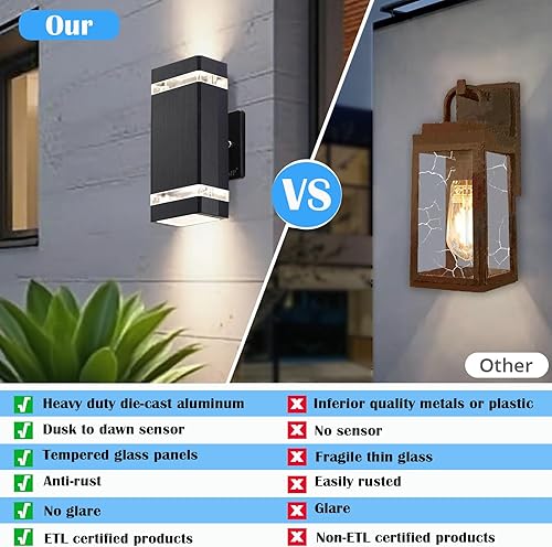 Miniatura 5 de Luces de pared para exteriores, del atardecer al amanecer, lámparas exteriores arriba y abajo, luces modernas para exteriores para garaje, puerta