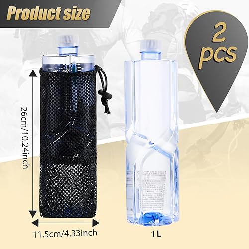 Miniatura 2 de Riakrum 2 soportes para botellas de agua para mochila plegable de malla para agua y aperitivos, bolsa ajustable, accesorios tácticos, portabotellas
