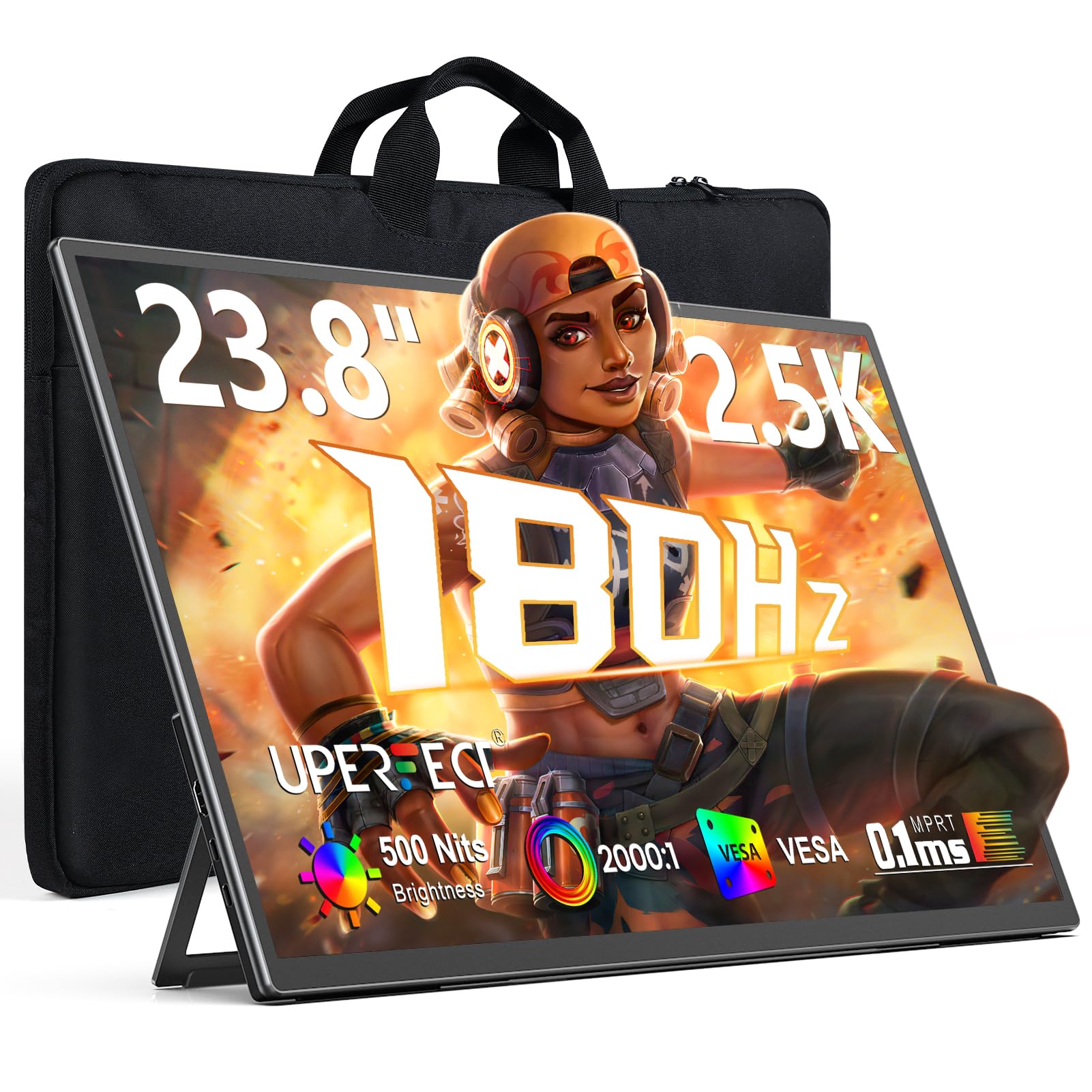 Moniteur Portable 4K 23,8 Pouces QLED - 400 Nits, USB-C, HDMI, VESA - Écran Secondaire Pour PC, Laptop, Console