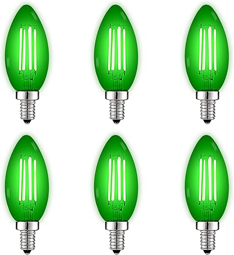 Miniatura 8 de LUXRITE Bombillas LED E12 de filamento rojo, 4.5 W (equivalente a 40 W), bombilla de candelabro de vidrio de colores, certificación UL, base E12,