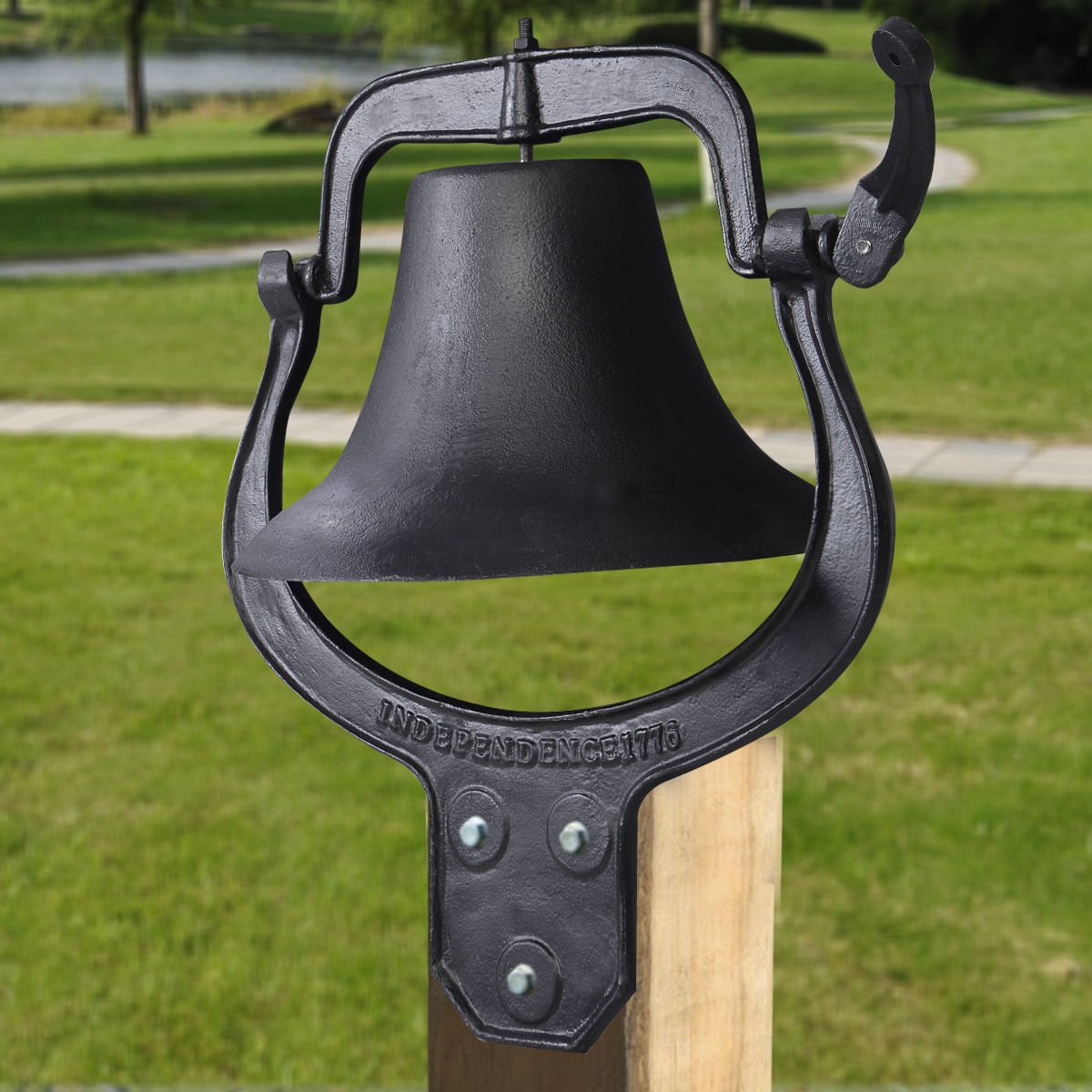 GHP 21x14x23.5 Outdoor Church School Antique Vintage Style Large Cast Iron Dinner Farm Bell product thumbnail 3