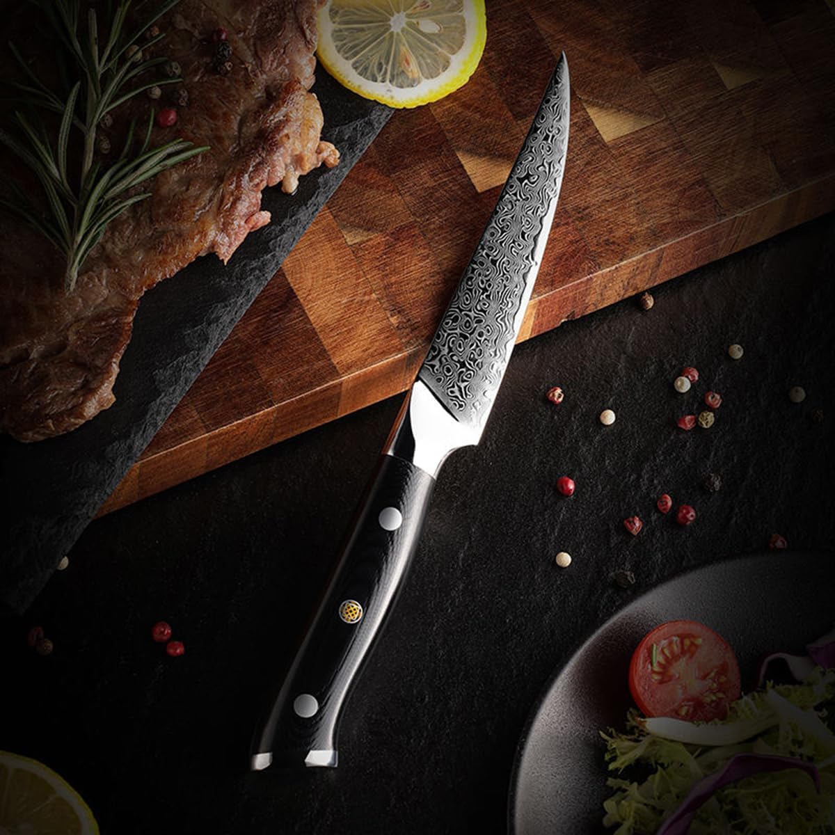 Steak Knives Set of 4, Damascus Steel Steak Knife Set 4.5 inch Plain-blade - VG10 67 Layers Steel Dishwasher Safe - Cooking Tools/Home/Gift