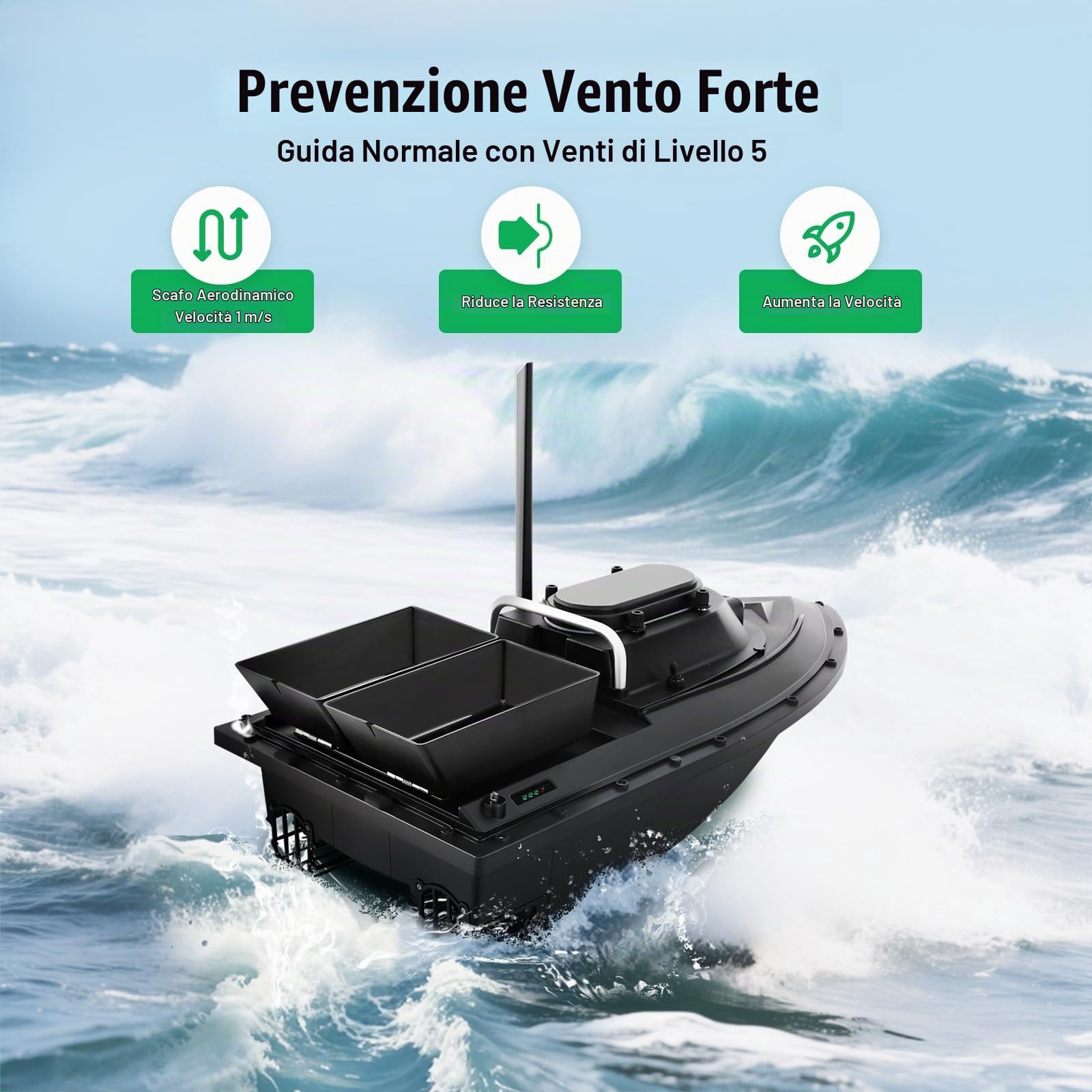 500 M, Barca per Esche e Mangimi da Pesca con Telecomando
