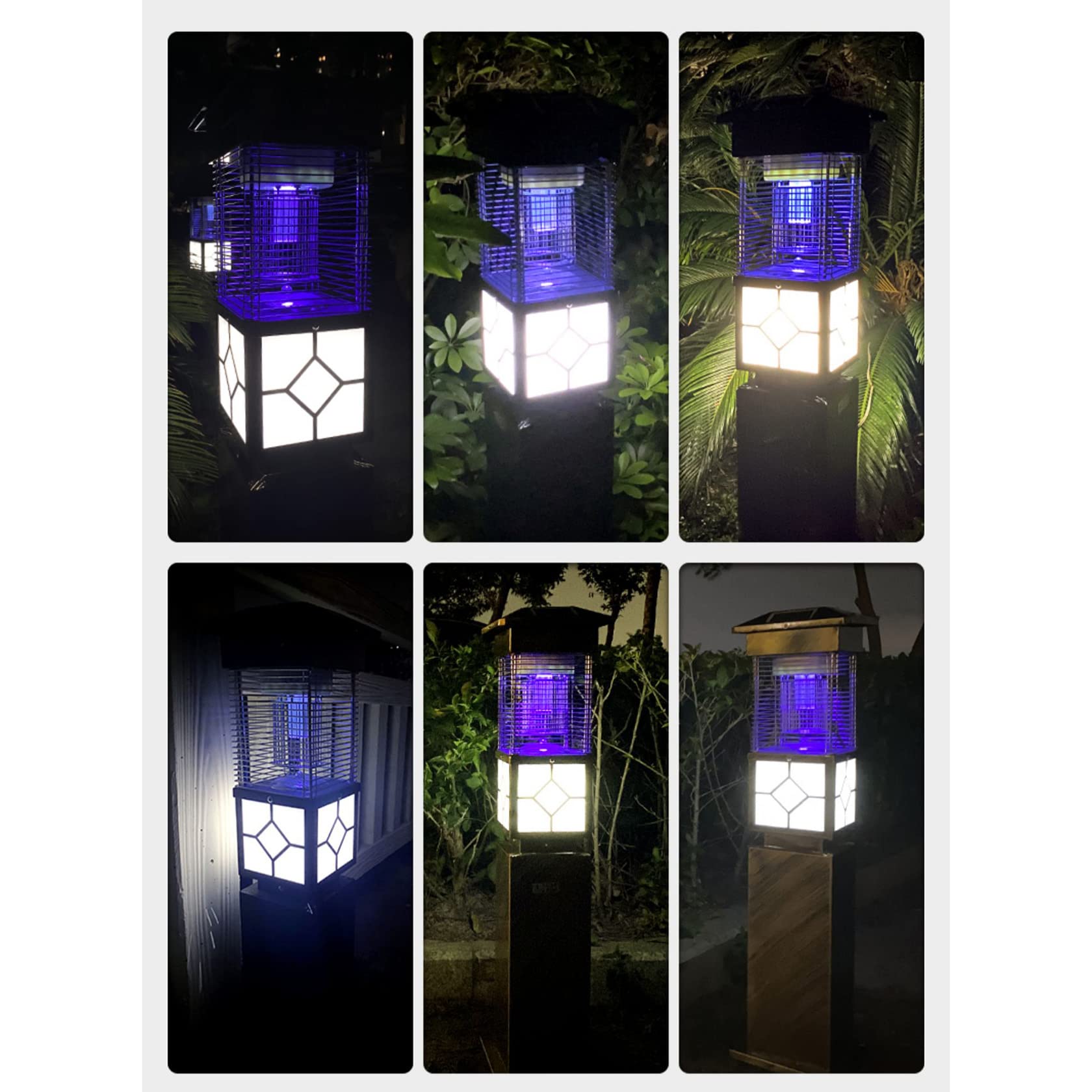 5500V Solar Insektenvernichter, 2 IN 1 Elektrisch Mückenlampe,IPX6 wasserdichte Straßenbeleuchtung Für Den Außenbereich,Insektenfalle Moskito Killer Mit 365nm UV-Lampe,250m²,A