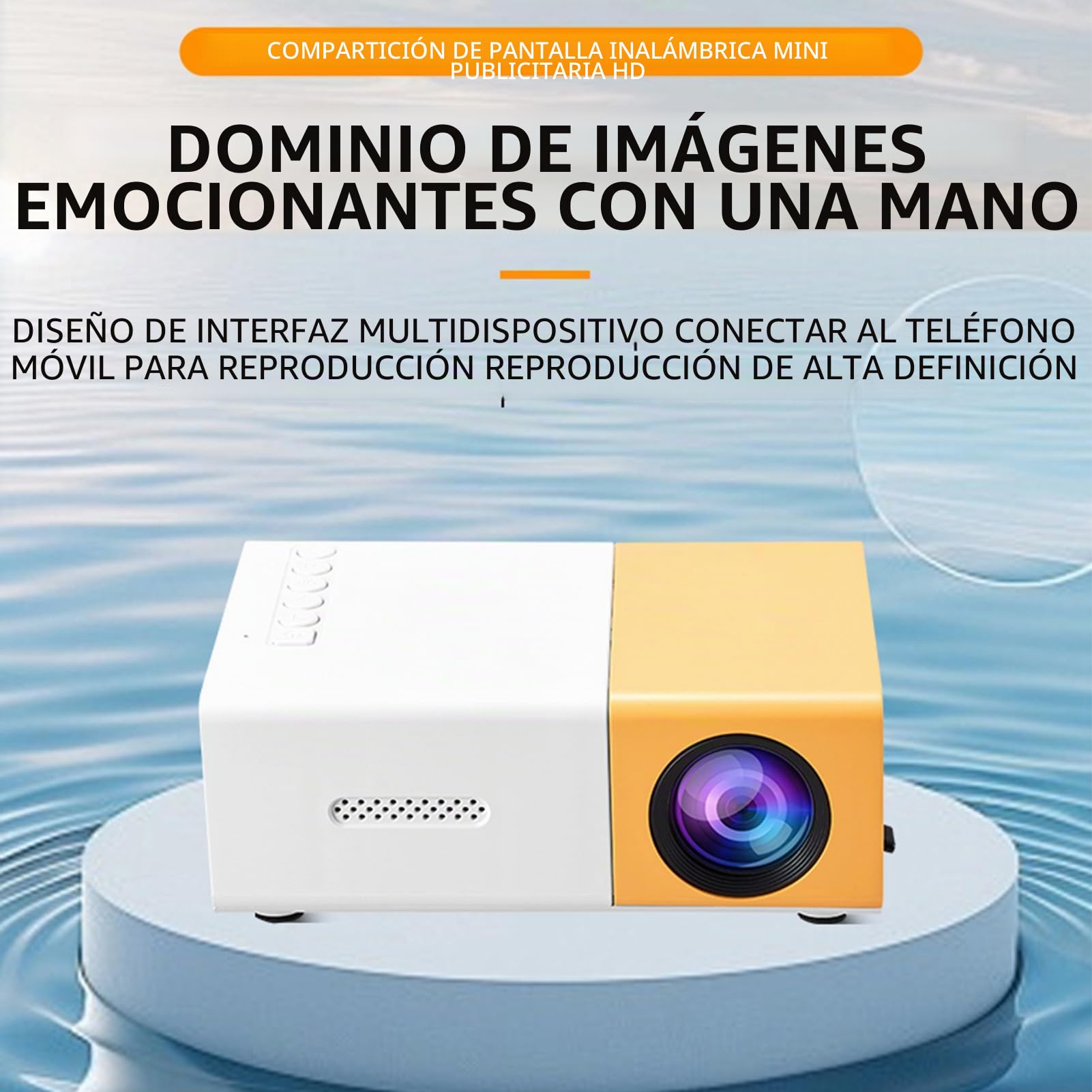 Mini Proyector, Proyector Portátil de 1080p, Proyector de Películas de Brillo de 6000lm, Manual de Corrección Automática de Foco 100 '' Proyector Al Aire Libre Compatible para