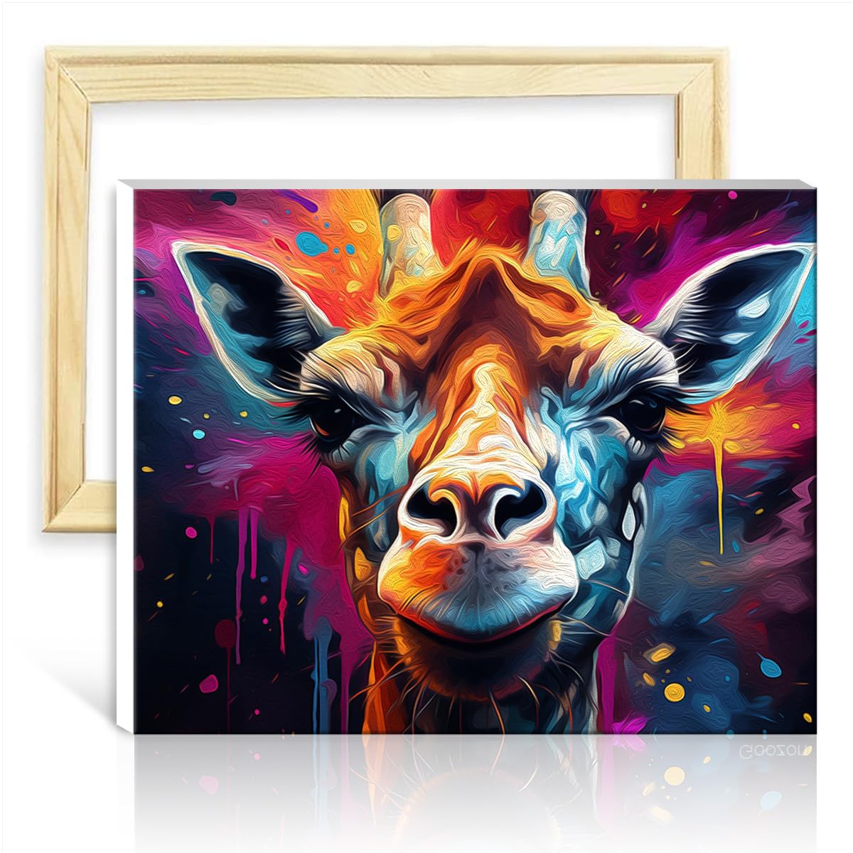 TANGFEIY Paint by Number Fashion Giraffe DIY Fabric Decorating Kits with Brushes and Acrylic Pigment Number Painting Anti Stress Toys DIY Frame(40x50cm) — image 1