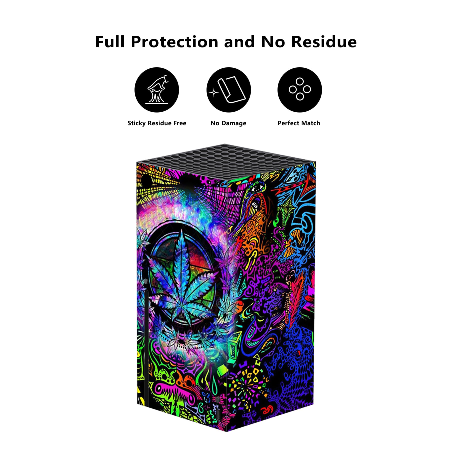 PlayVital Pegatina para Xbox Series X - Calcomanía Vinilo Skin Adhesivo para Consola y Mando, Diseño Duradero, Protección Antirayaduras, Fácil de Colocar y Quitar (Colores Hojas) - 3