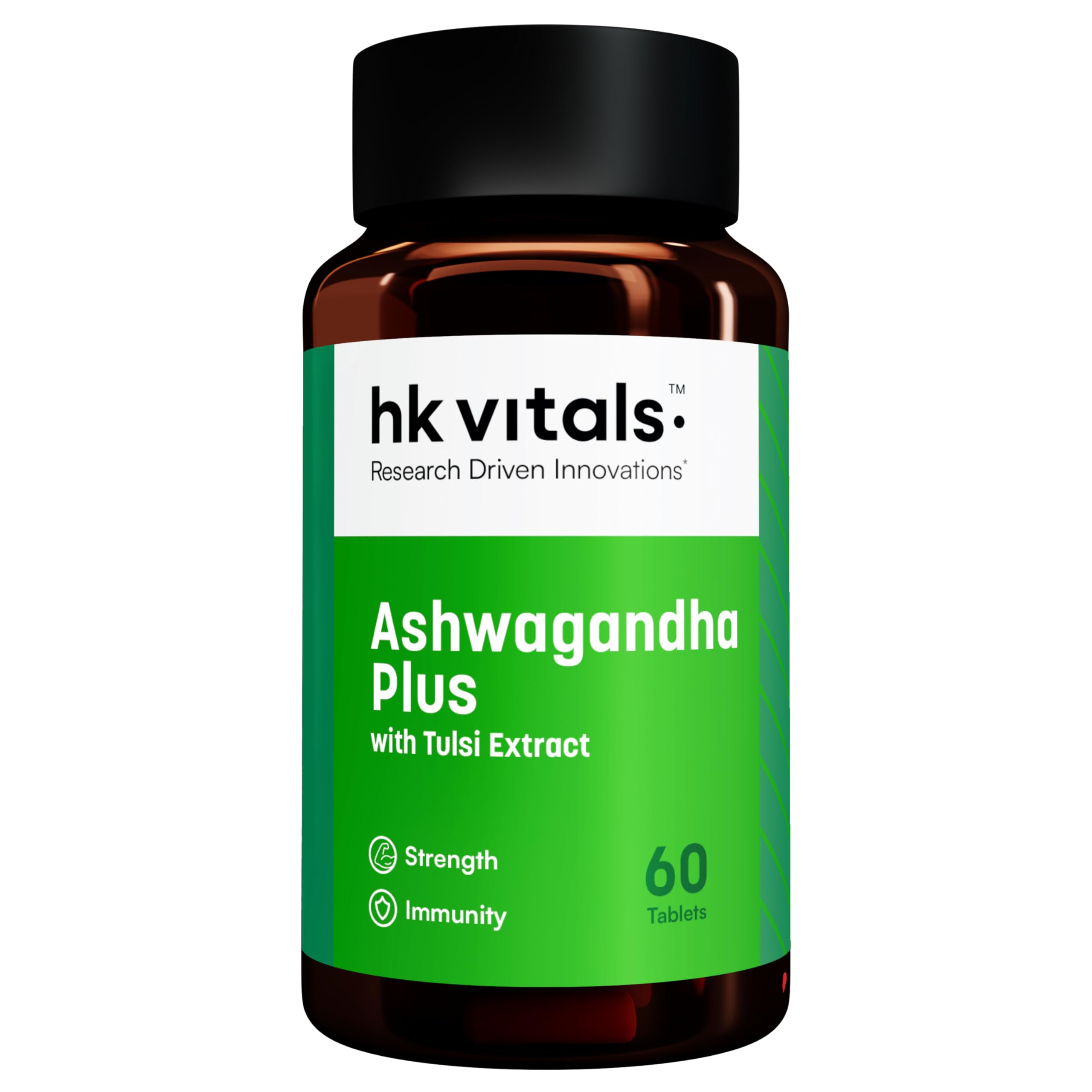 hk vitals Ashwagandha Plus with Tulsi Extract 500mg (60 Tablets) | Improves Muscles Strength | Energy and Immunity Booster