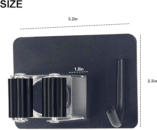 Miniatura 2 de PMIIO Paquete de 4 soportes para escoba de pared sin perforaciones soporte de escoba de acero inoxidable mejorado agarre autoadhesivo para escoba