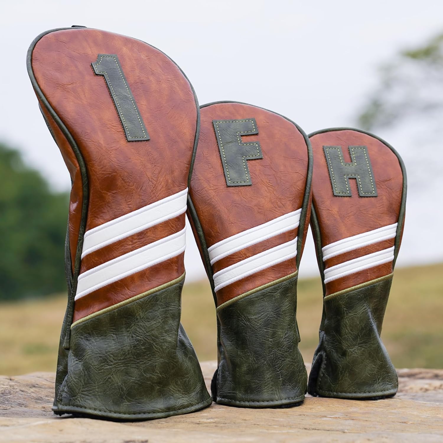 Craftsman Golf Club Head Covers 3pcs or 1pc Classic Brown Golf Headcovers Set Golf Club Headcovers for Driver Fairway Utility/Hybrid Woods Headcovers