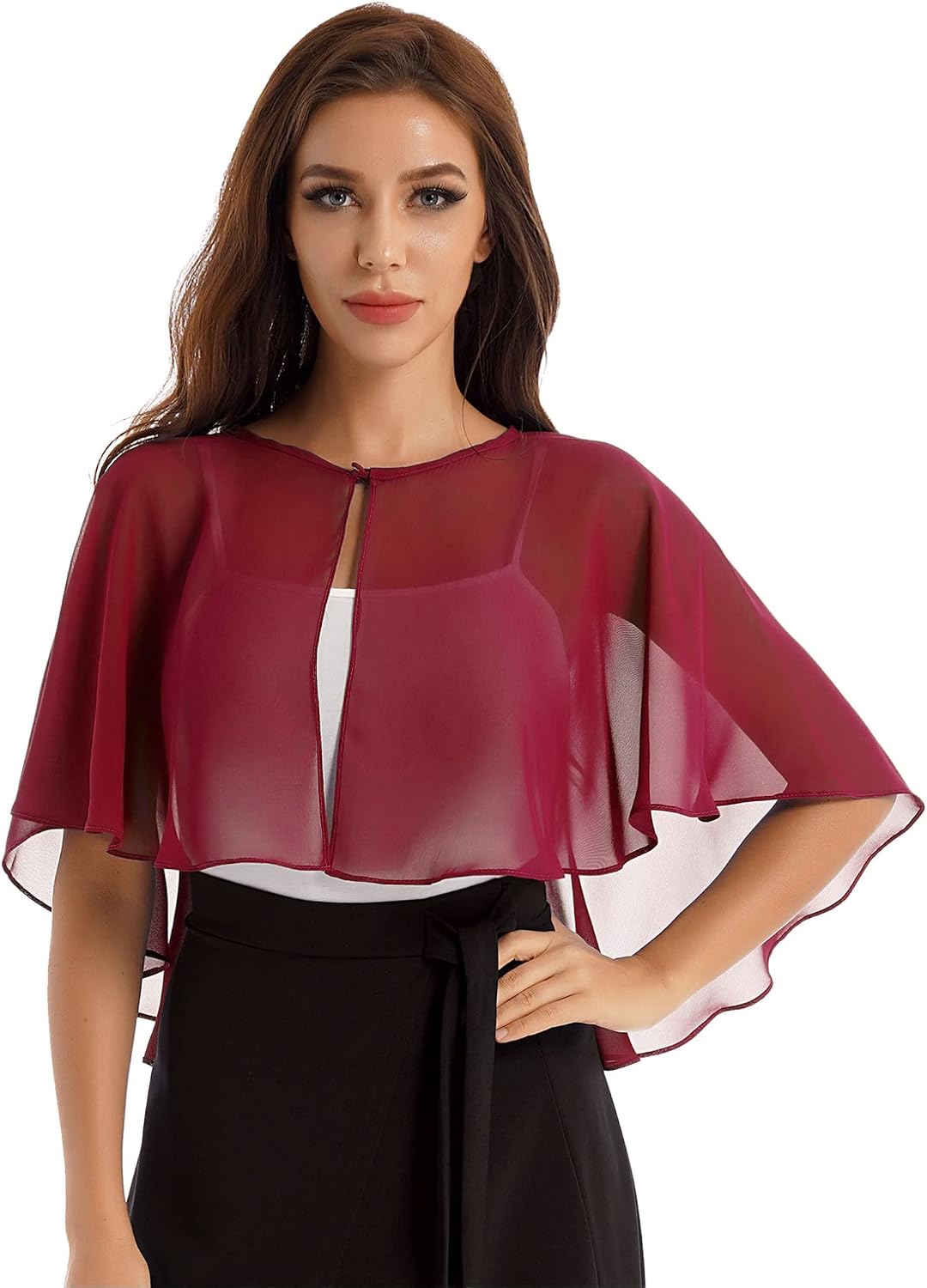 ACSUSS Women's Soft Chiffon Shawl Wraps Sheer Shrug for Evening Dress Wedding Cape Cover Up
