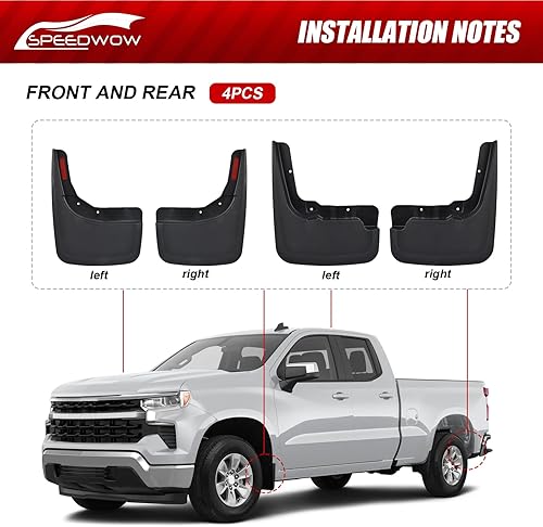 Miniatura 5 de SPEEDWOW Protectores contra salpicaduras para Silverado 1500 2019-2022, 4 piezas delanteras y traseras