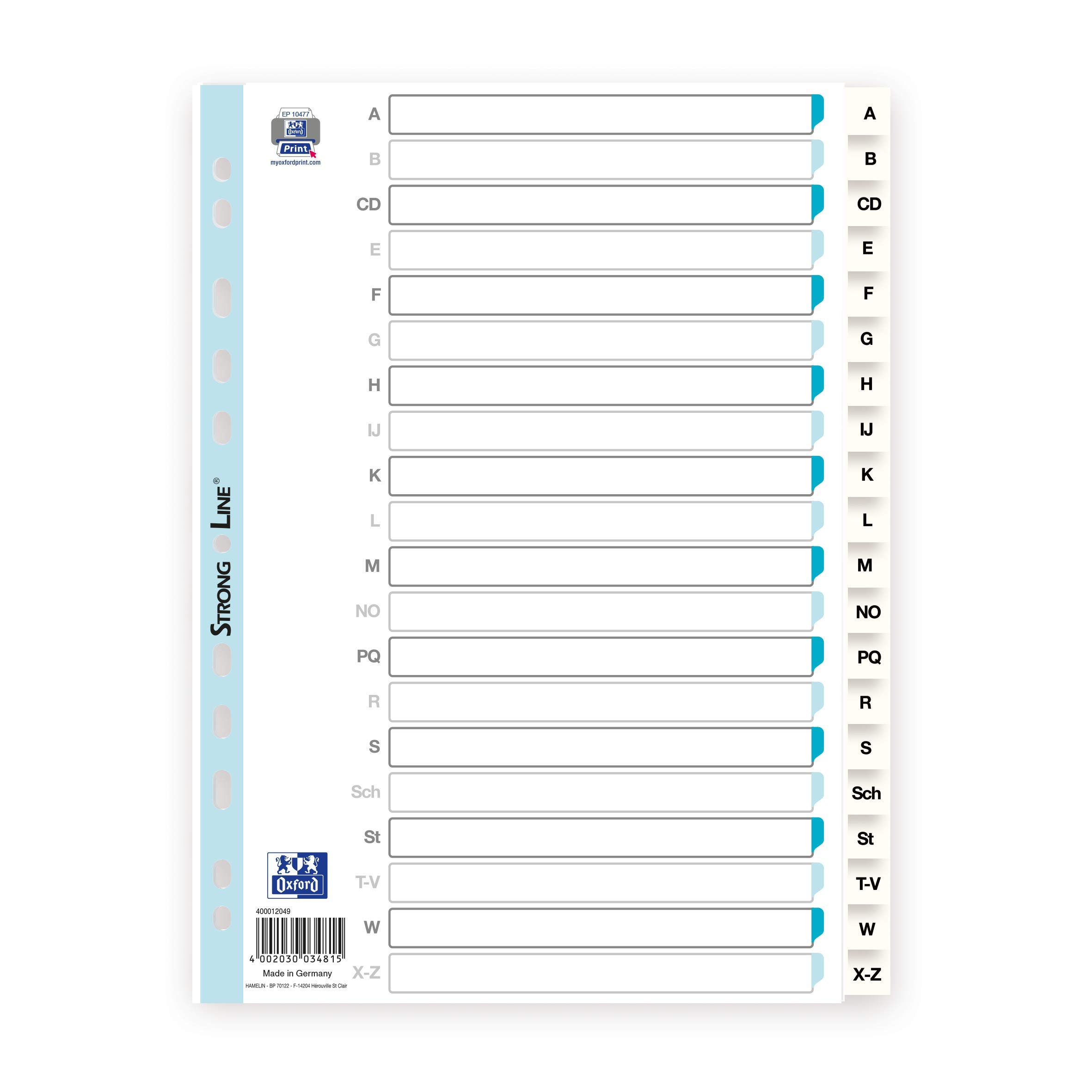 ELBA Strong-Line Plastic Index Alphabet, A-Z 1
