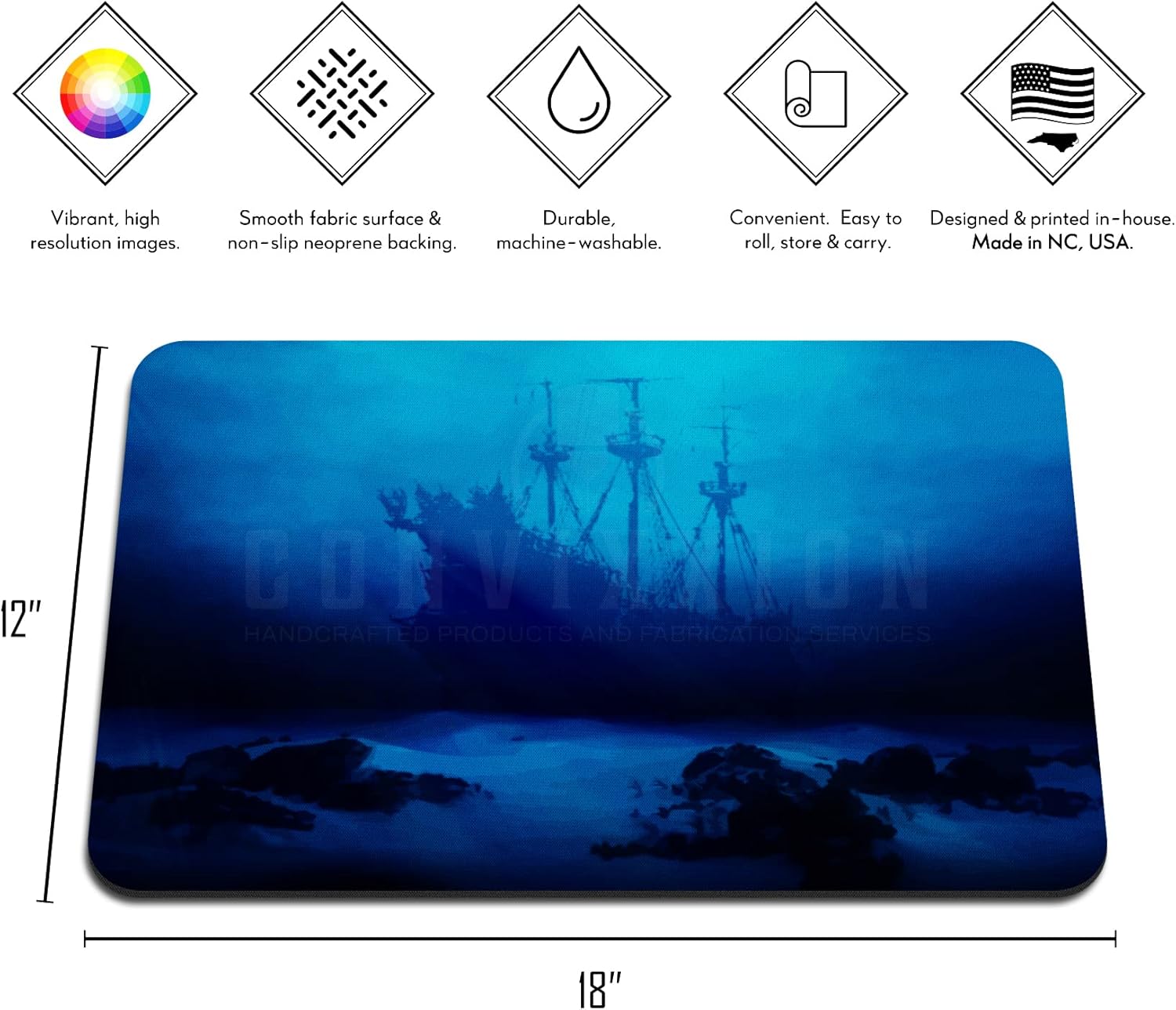 Ancient Shipwreck Custom Game Mat Premium Neoprene Playmat for Card Games | Magic the Gathering TCG LCG Ocean Sea 18" x 12" x 2.5mm