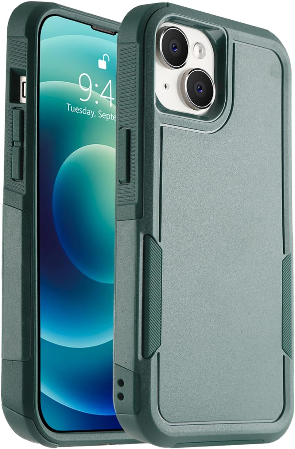 MAYCARI for iPhone 13 Case Heavy Duty Full Body Protective Phone Case Anti-Scratch Shockproof Dropproof Anti-Slip Phone Case Cover for Apple iPhone 13 Tough Rugged Dust Proof Phone Case - Green