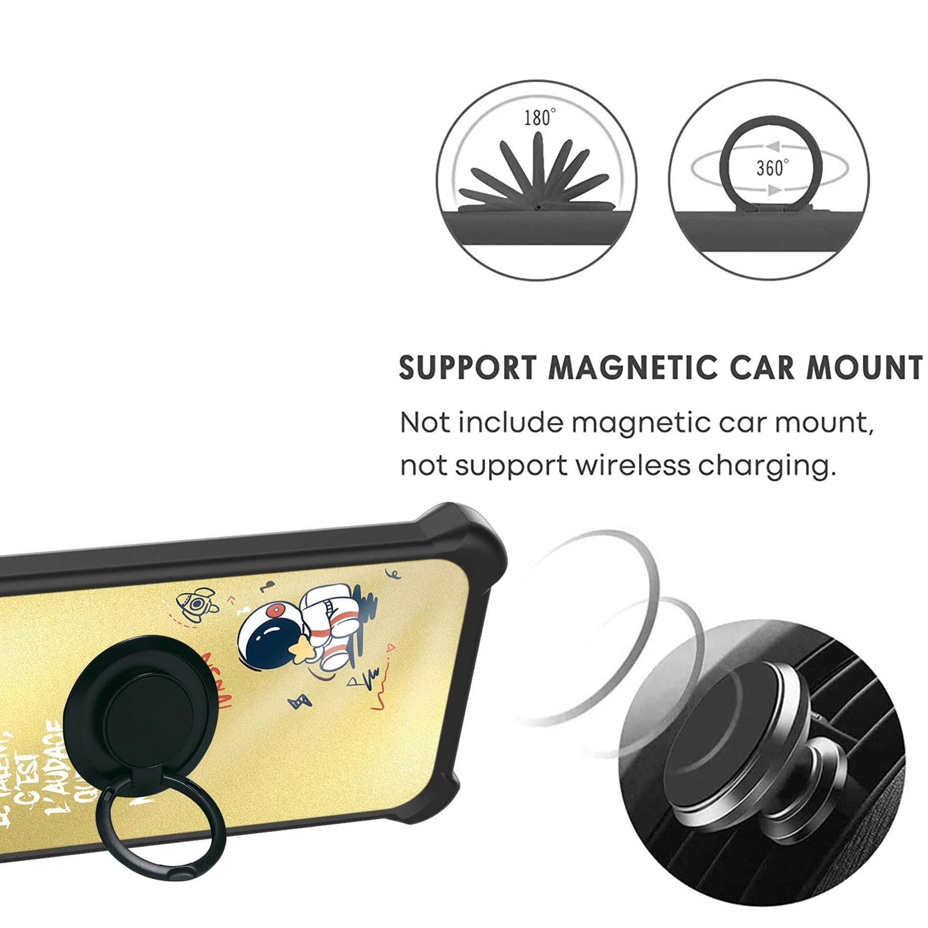MYSTYLE MagSafe Compatible Magnet Card Holder with Stand Function Black Telefoonhoesje voor Universeel Universeel Zwart