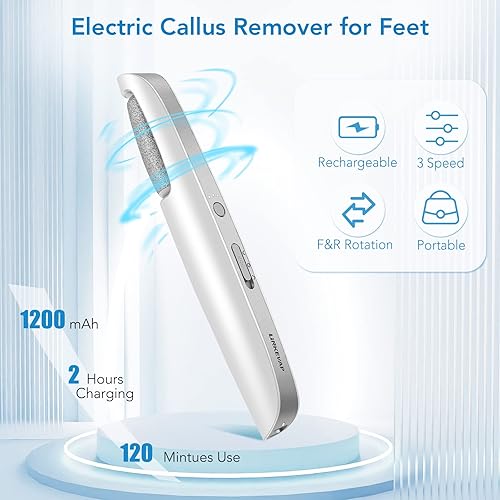 Miniatura 3 de Removedor eléctrico de callos para pies, kit profesional de pedicura para pieles secas, muertas, agrietadas y duras, en casa, kit de cuidado de spa