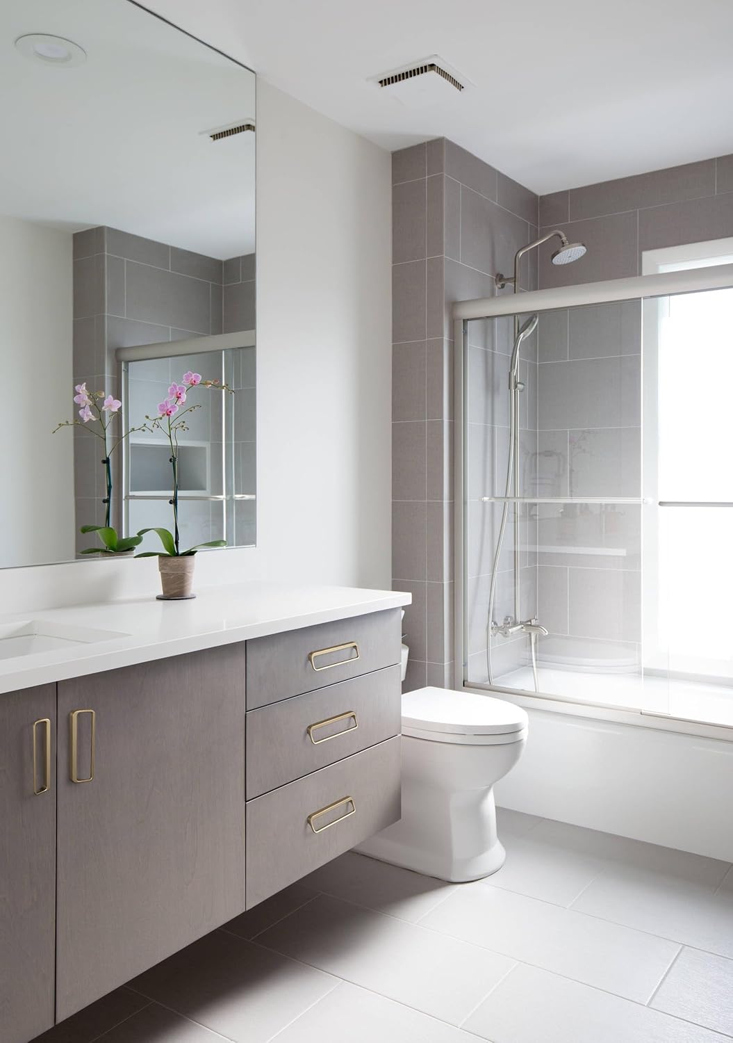 Goo-Ki Champagne Bronze Cabinet Pulls with Hole Center 5''(128MM),Modern Zinc Finger Pulls for Drawer,Wardrobe,Cupboard,6 Pack