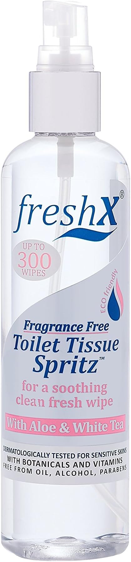 FreshX ‘Fragrance Free’ Toilet Tissue Spritz – Eco friendly alternative to flushable wipes – 12 x 150ml